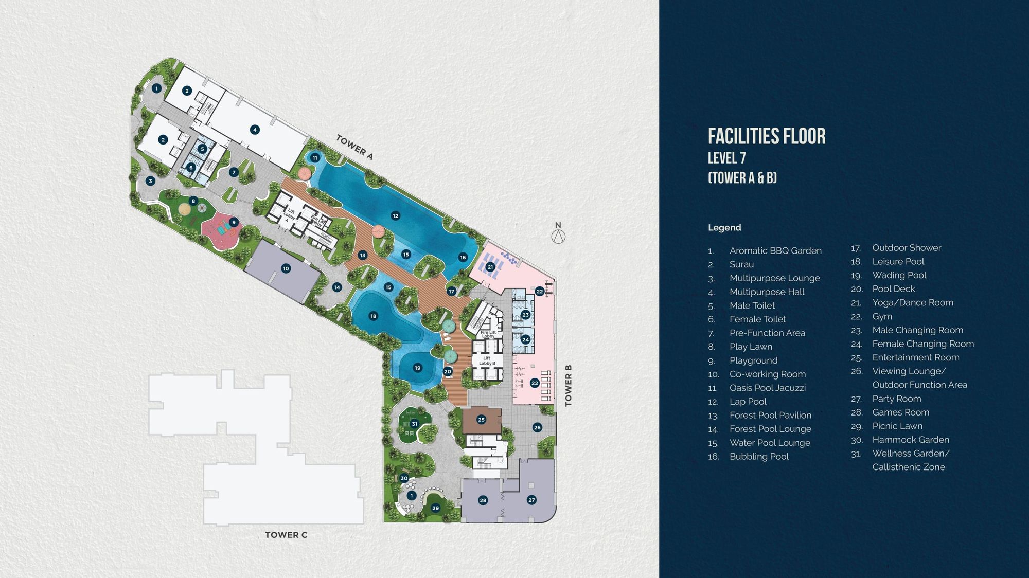 Level 7 facilities floor plan — artist's impression