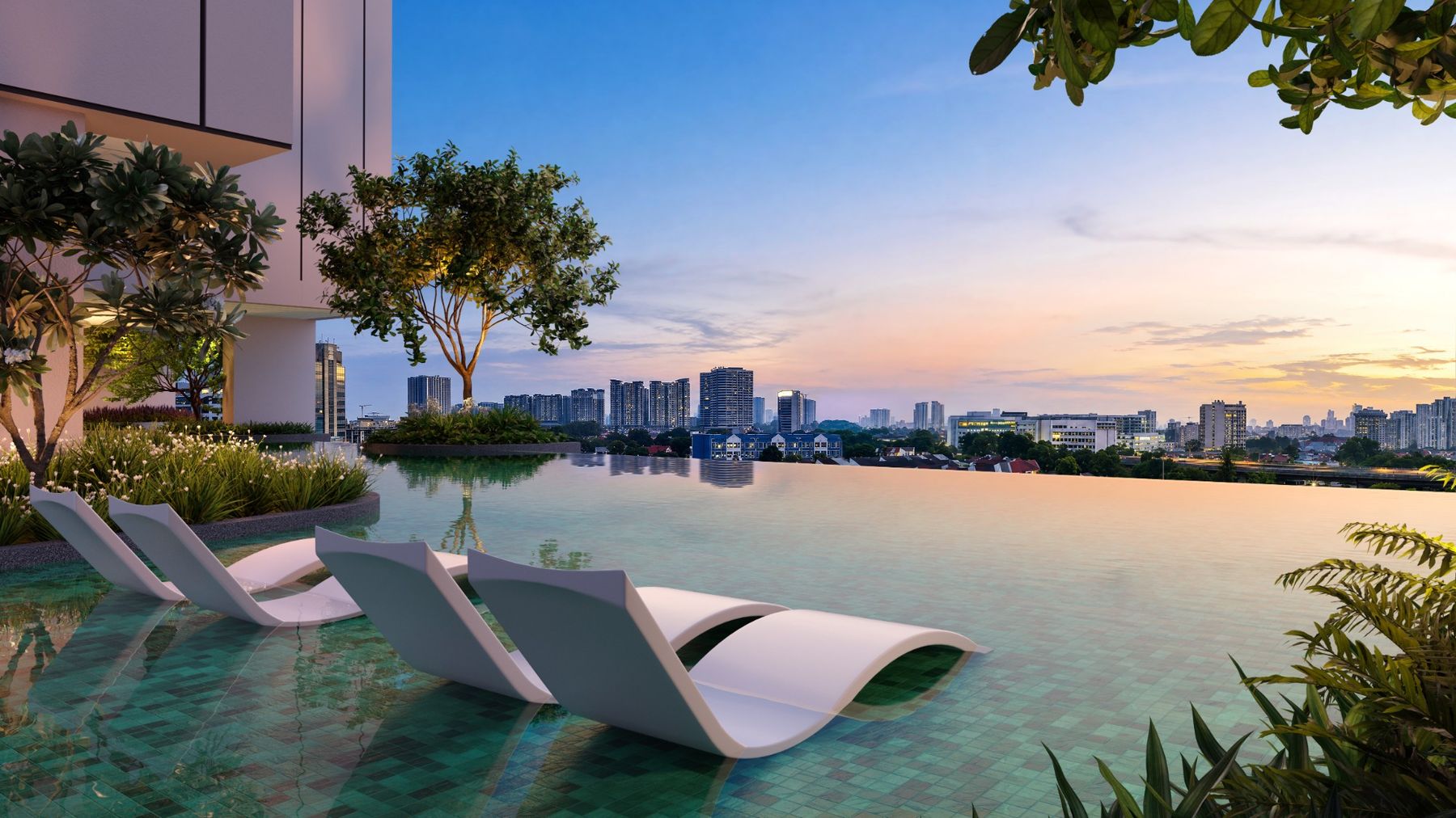 Infinity pool with skyline